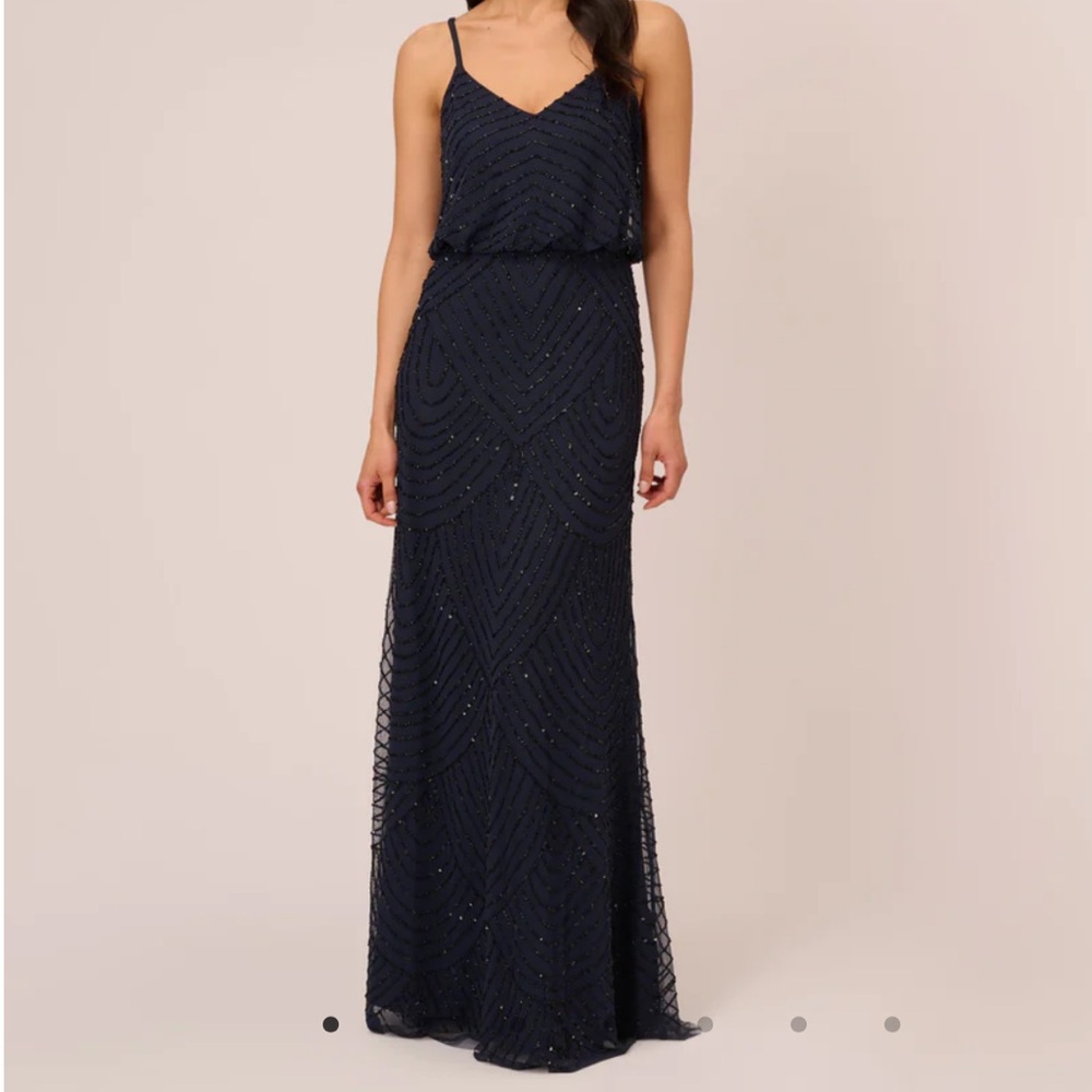 Navy blue beaded/sequence maxi dress